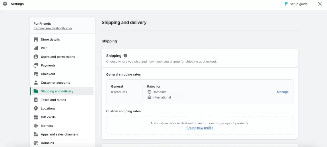 Shopify Setting Up Shipping and Fulfillment