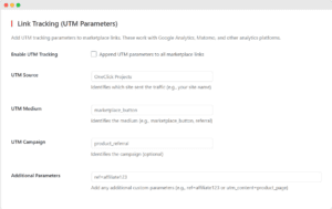 External Marketplace Buttons UTM Tracking