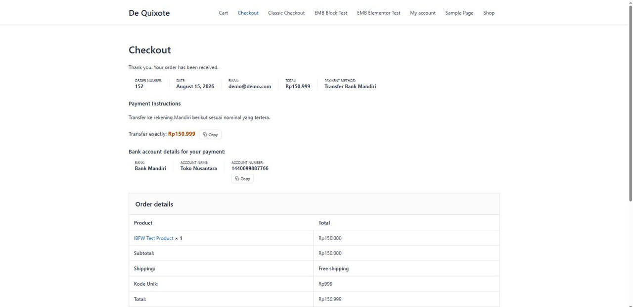 Indonesian Banks for WooCommerce bank transfer order completion