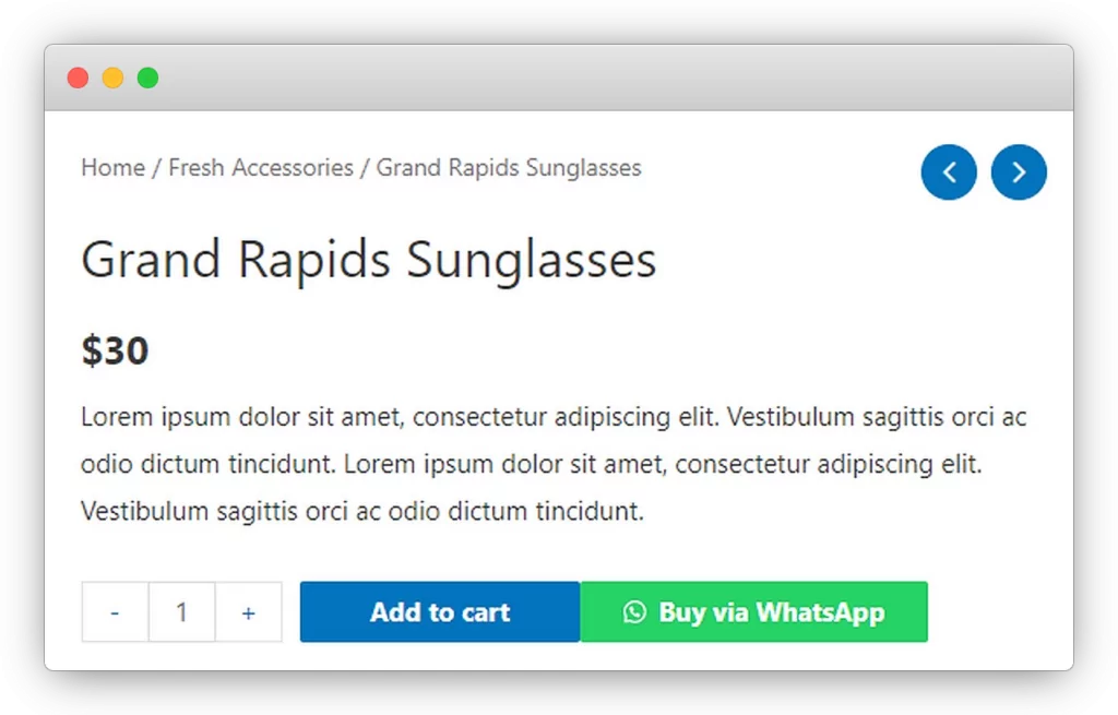 Show WhatsApp Button Single Product Page